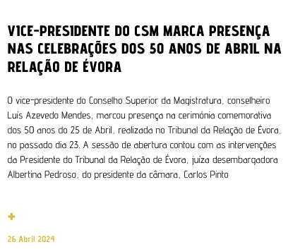 Vice-presidente do CSM marca presença nas celebrações dos 50 Anos de Abril na Relação de Évora